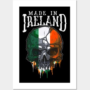 made in ireland irish flag skull design Posters and Art